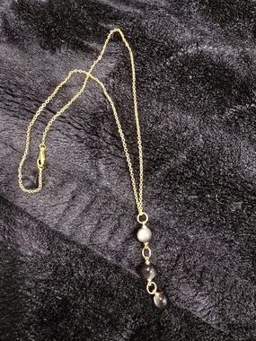 Gold Chain Necklace with Gray Bead Pendant